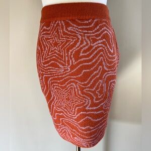 Orange and Lavender Trippy Starry Patterned Women's Skirt